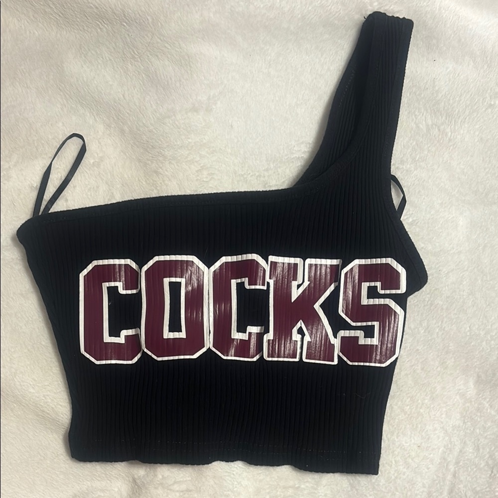 One Shoulder “Cocks” Top